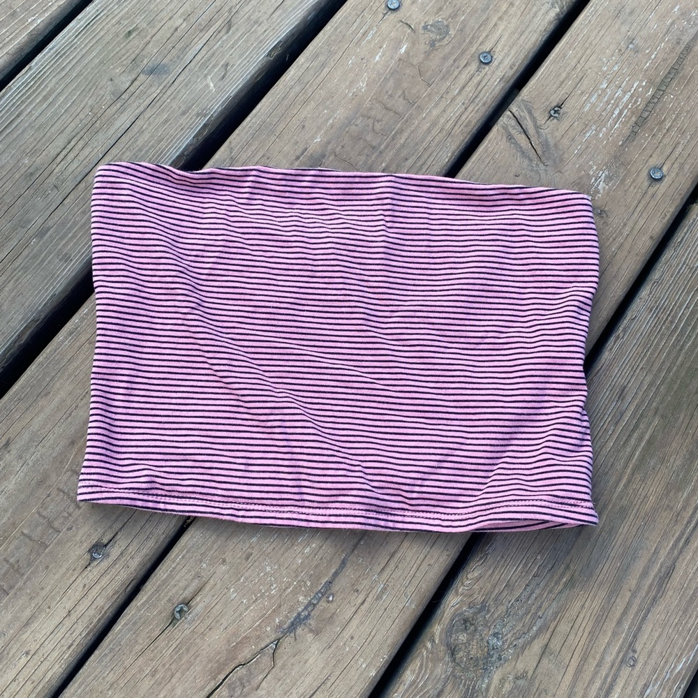 Pink with black stripes tube top